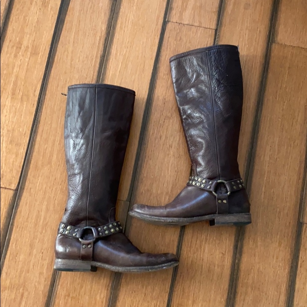 Frye Tall Calf Studded Harness Boots